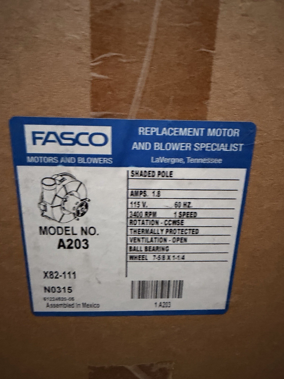 Fasco A203 Specific Purpose Blowers, Lennox 7021-10841, 49L5301