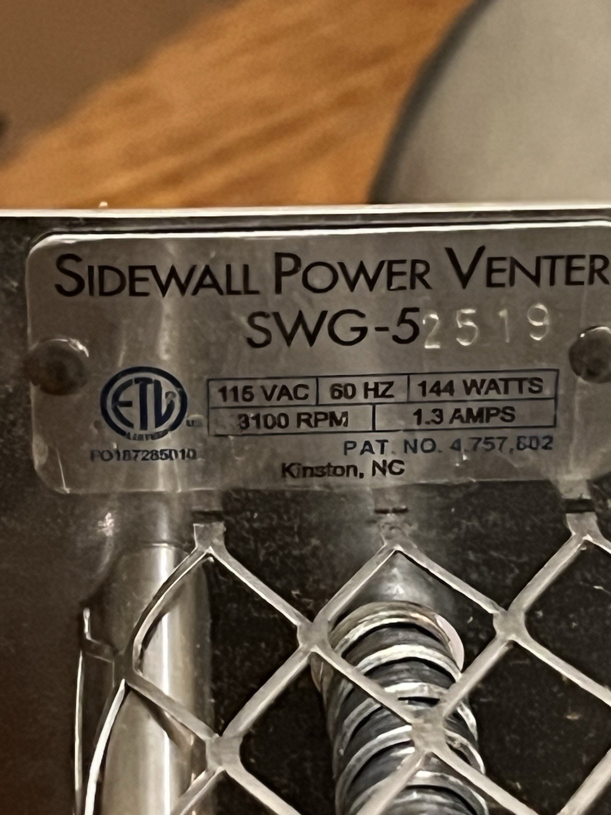 Field Controls Swg-5 Power Venter, 115, Galvanized Steel, 12 In W (loc:BT)