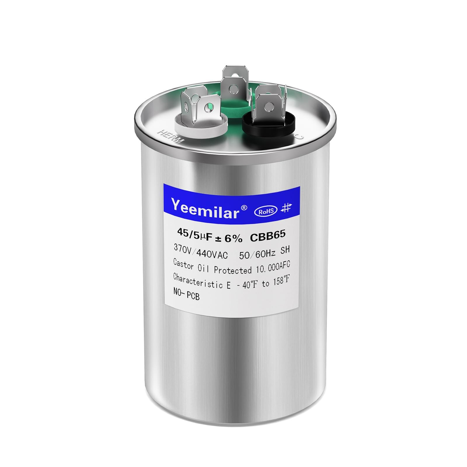45+5 uF 45/5 MFD ±6% 370V/440V CBB65 AC Capacitor, Dual Run Round Capacitor…