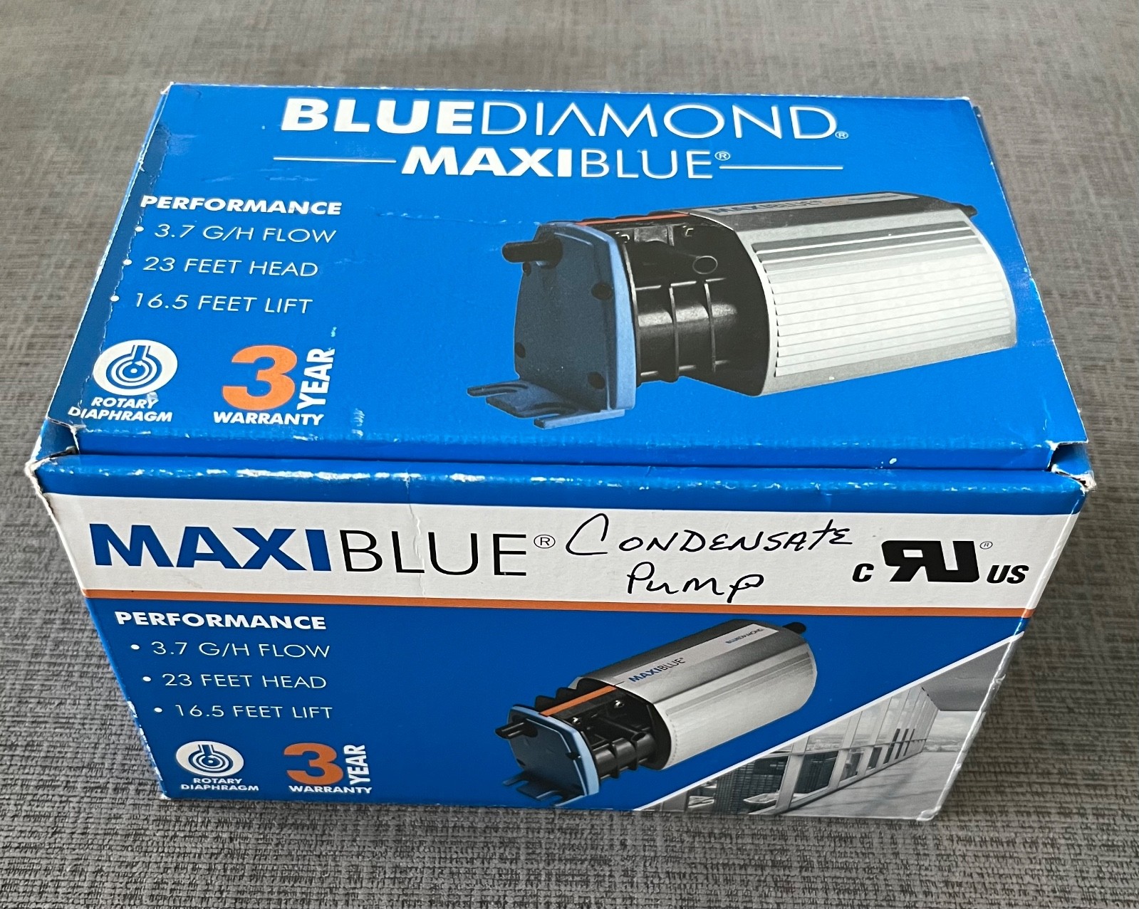 Blue Diamond MaxiBlue Rotary Diaphragm Condensate Pump 3.7 G/H 23ft Head