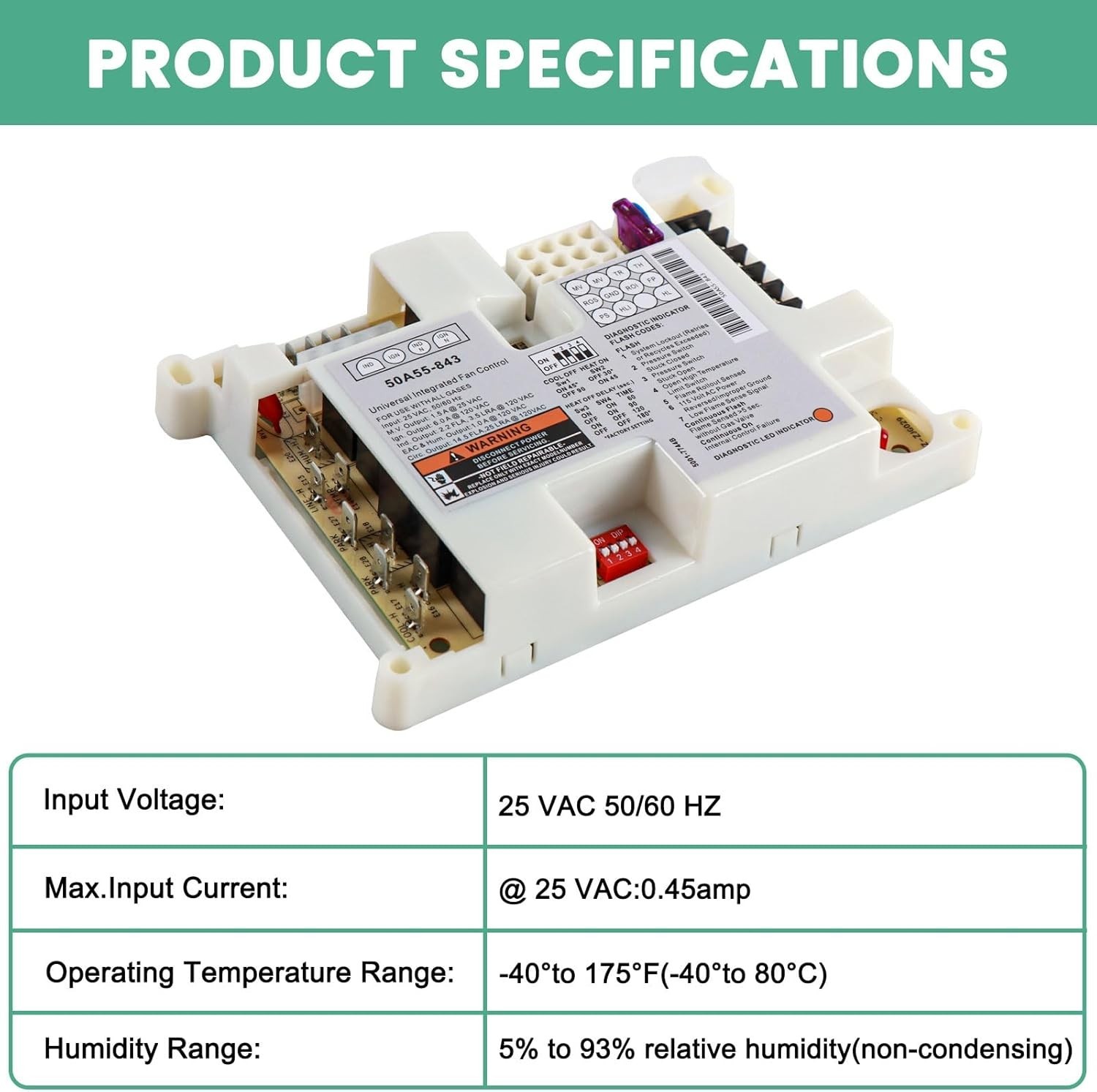 50A55-843 Integrated Furnace Control Board For White Rodgers Replace 50A50-241