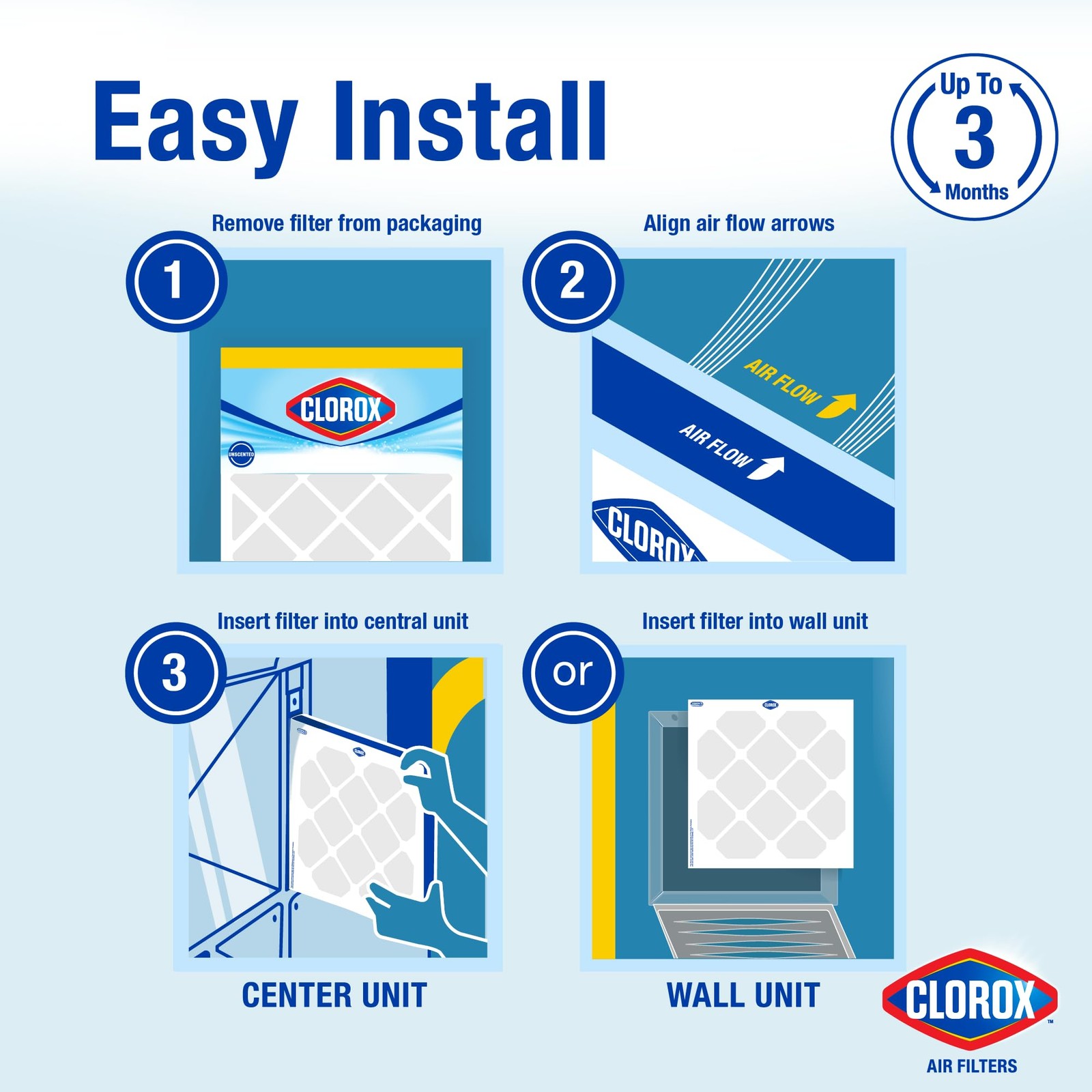 Clorox 16x25x1 Air Filter, MERV 13 Pleated HVAC AC Furnace Filters, MPR…