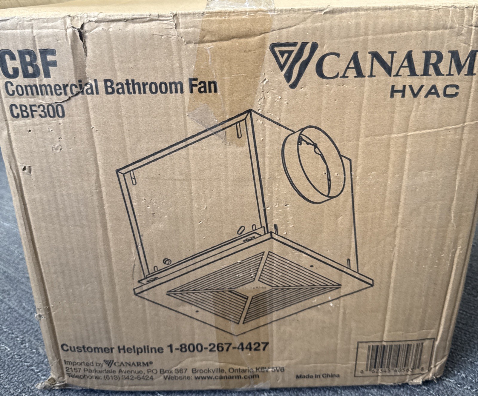 Canarm CBF300 Commercial Bathroom Exhaust Fan, 115VAC, 320 Max CFM, 2.9 Sones