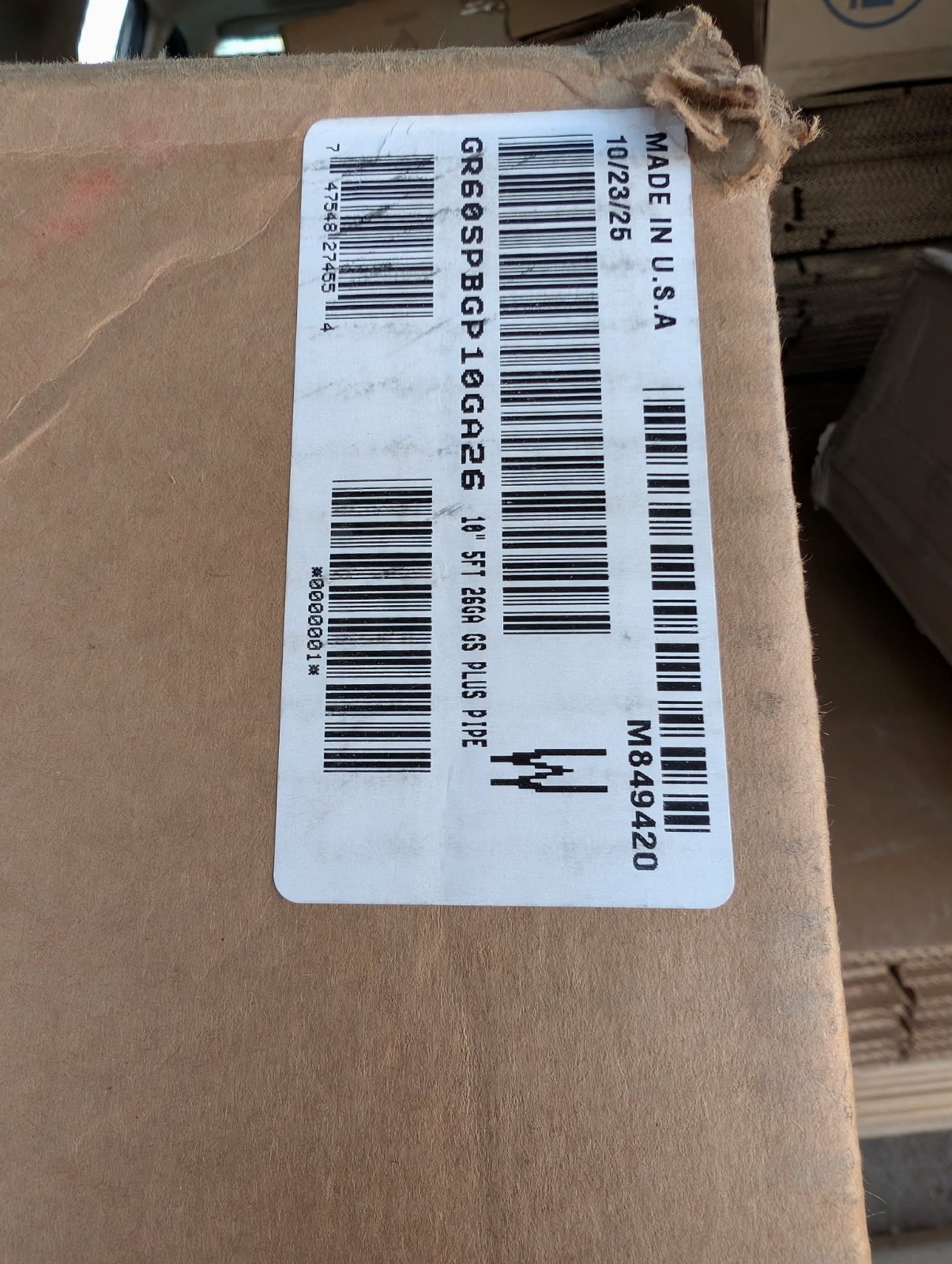 Greenseam 10 in x 60 in 26 ga Galvanized Steel Round Duct Gr60spbgp10ga26