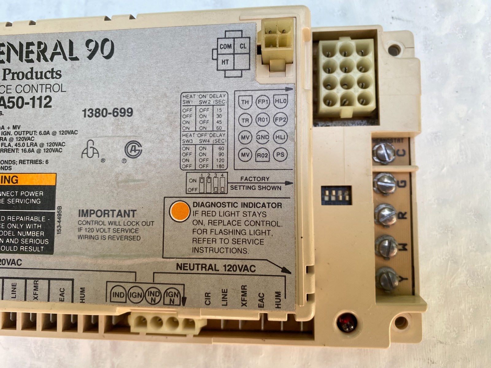 White-Rodgers 50A50-112 1380-699 Total Furnace Control The General 90