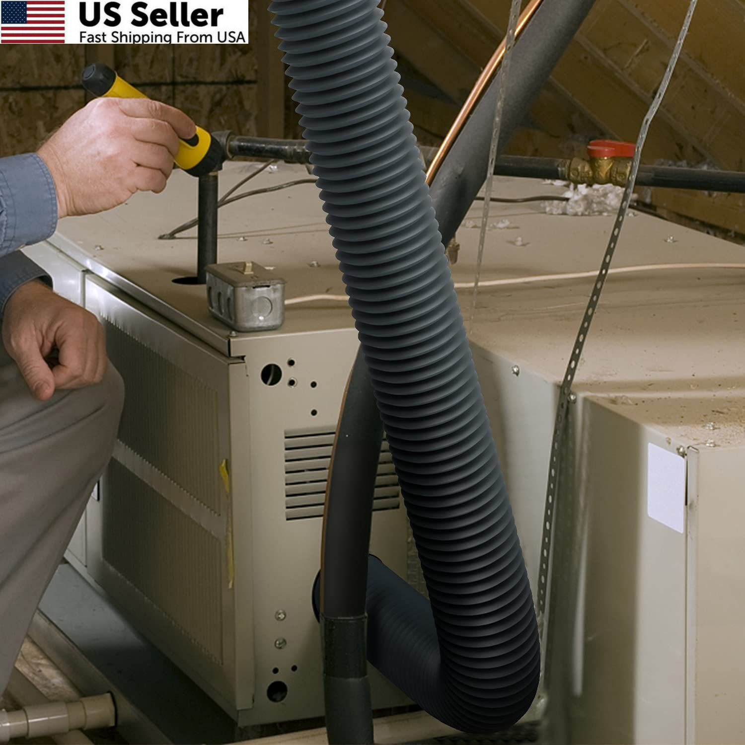 iPower Flexible 3 Inch 8 Feet Aluminum Ducting 4 Layer PVC 3 in 8ft, Gray
