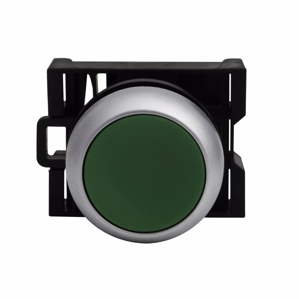 EATON M22-D-G Pushbutton 22.5mm Flush Mounted Green Actuator Silver Bezel ✦KD