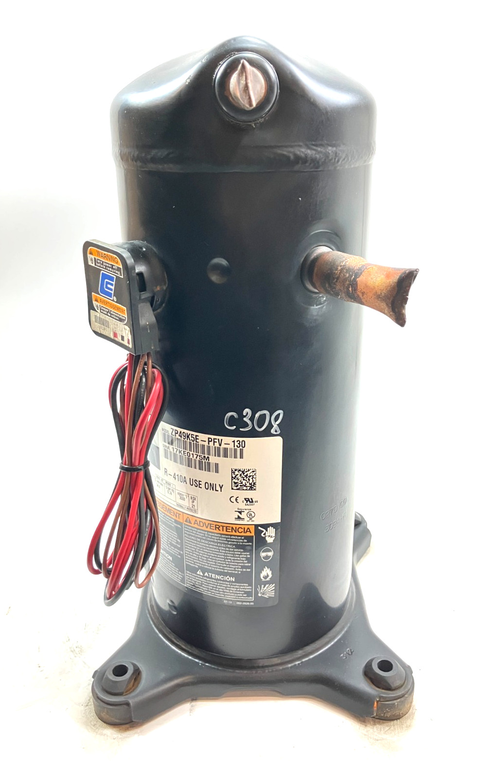 Copeland ZP49K5E-PFV-130 Scroll Compressor R410A 208/230V 1 PH used #C308