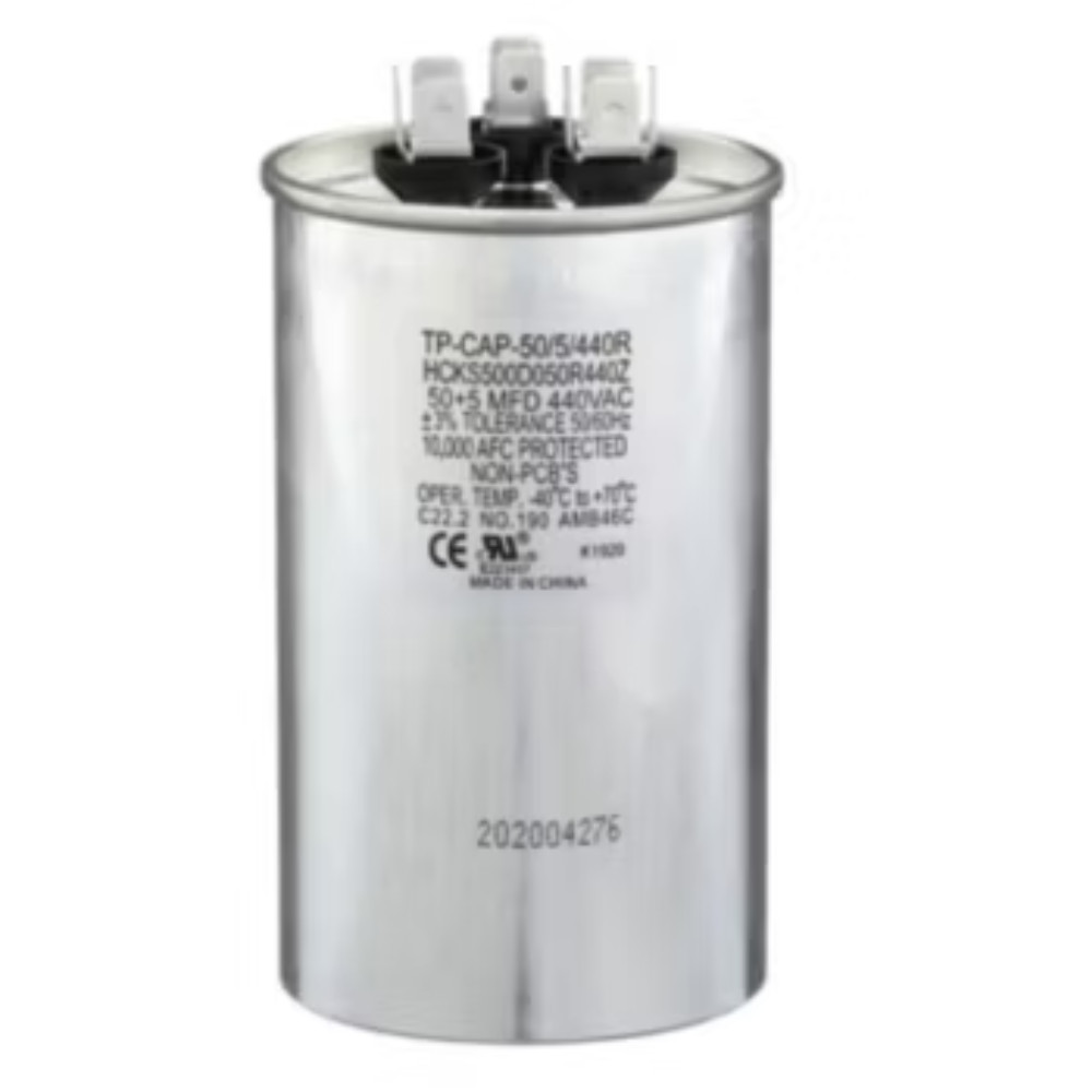 Run Capacitor, 30/5/440 VAC, Round, Dual Rated