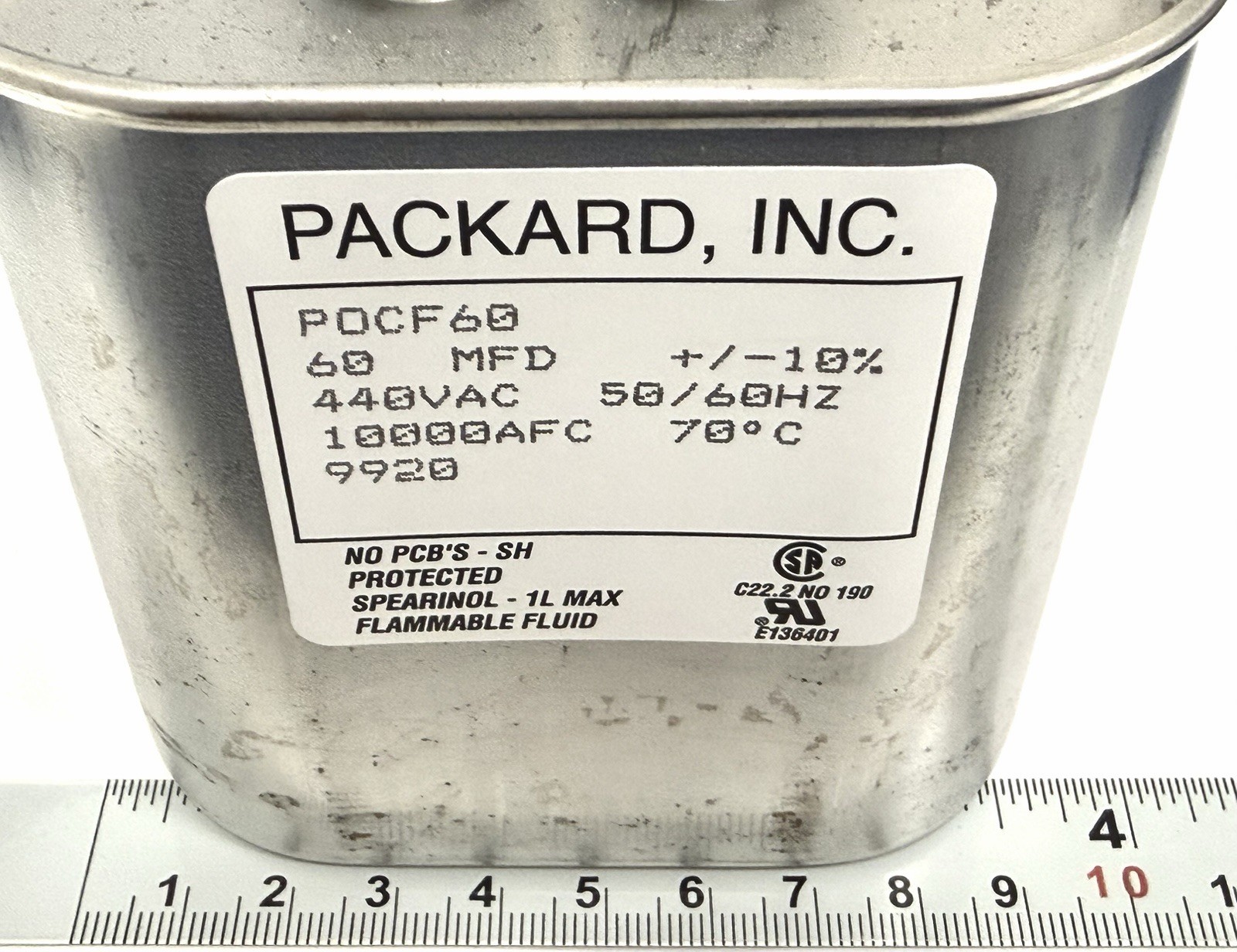 60MFD 440VAC, 60uF 440V, 60mF 440V, POCF60, G22-828, 90x90x50, Run Capacitor