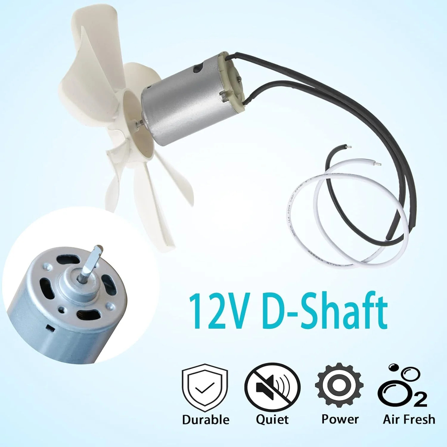 6” RV Vent Fan Motor & Fan Blade Replacement, 12V D-Shaft RV Vent Motor Compati