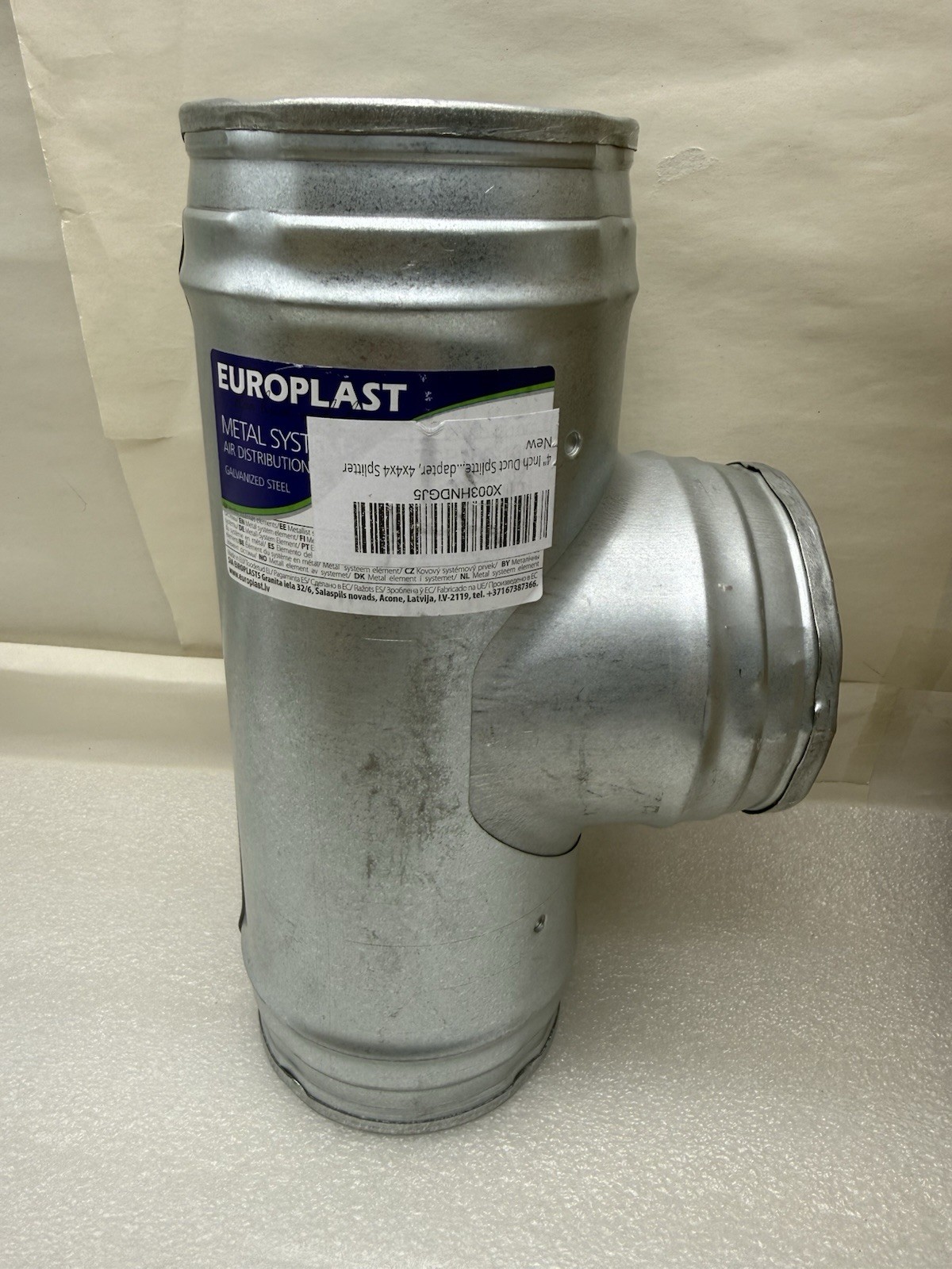 Europlast Duct Tee 4 Inch Galvanized Steel 3-Way Vent Fitting HVAC Round *READ..
