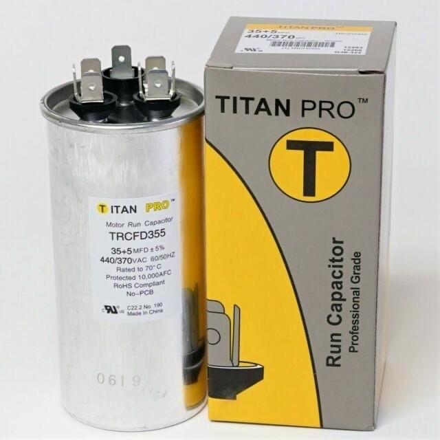 Titan Pro TRCFD355 HVAC Round Dual Run Capacitor. 35/5 440/370 HVAC A/C PACKARD