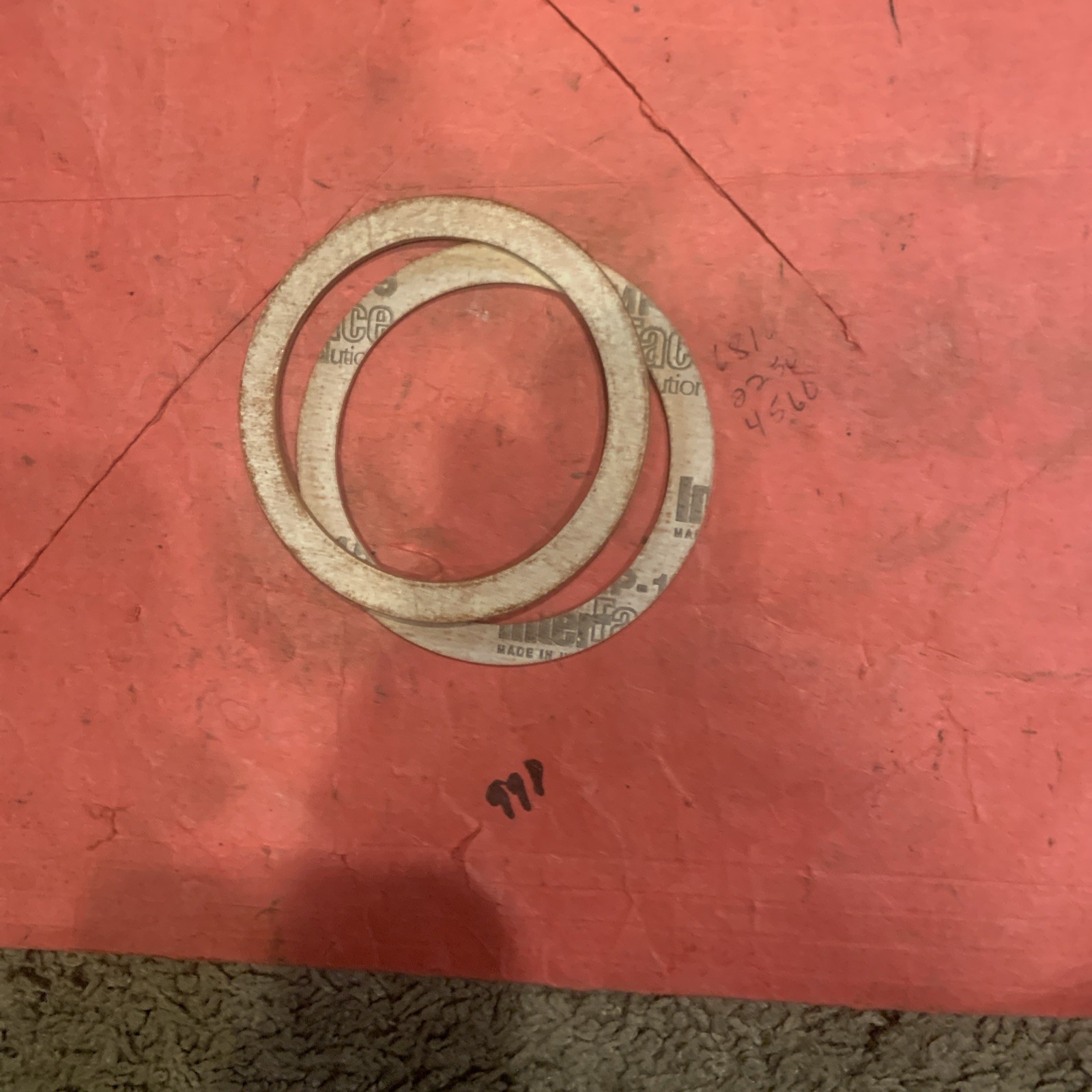 LOT OF 2 Copeland TRANE CARRIER Service Valve Gasket 3-1/4 OD X 2-1/2 ID NOS