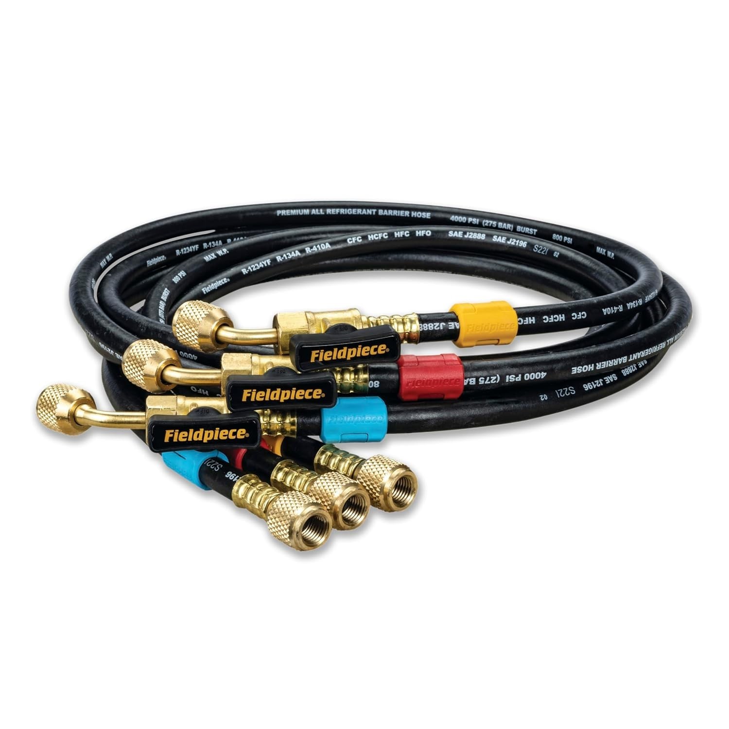HR3B – ¼” Ball Valve Hose Set – 5 ft Refrigerant Charging & Recovery Hoses – …