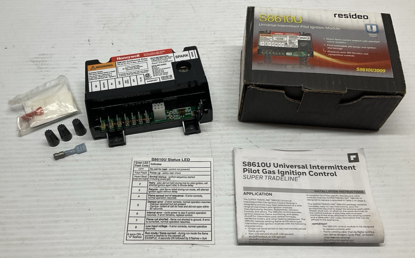 Honeywell S8610U S8610U3009 Ignition Control Board 24V 0.5A Gas Furnace New