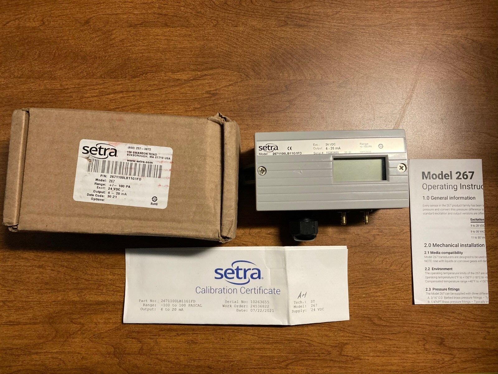 Setra 267 2671100LB11G1FD Digital Low Pressure Transducer Sensor