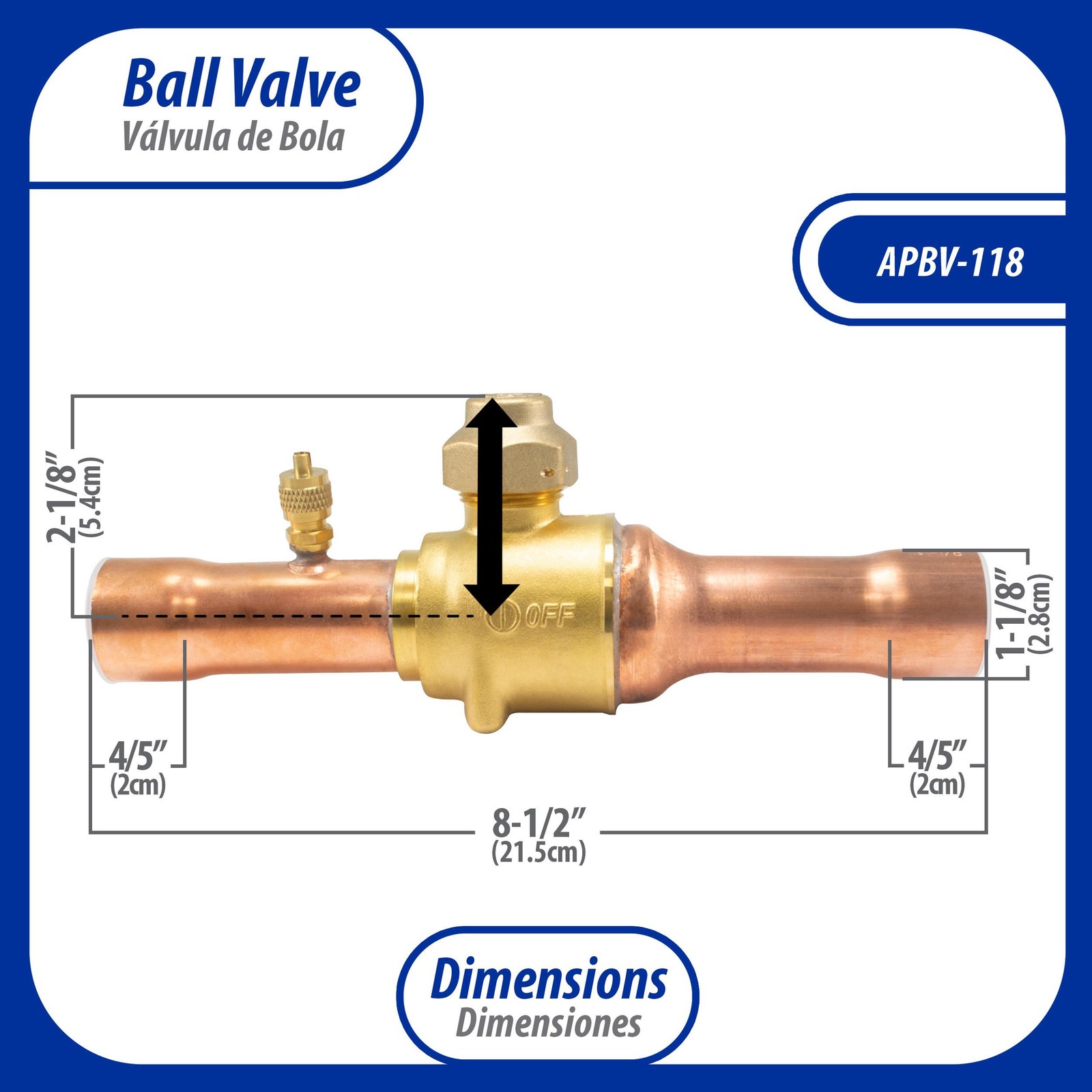 Appli Parts APBV-118 1-1/8 in Shut Off Ball Valve ODF Universal Replacement 610