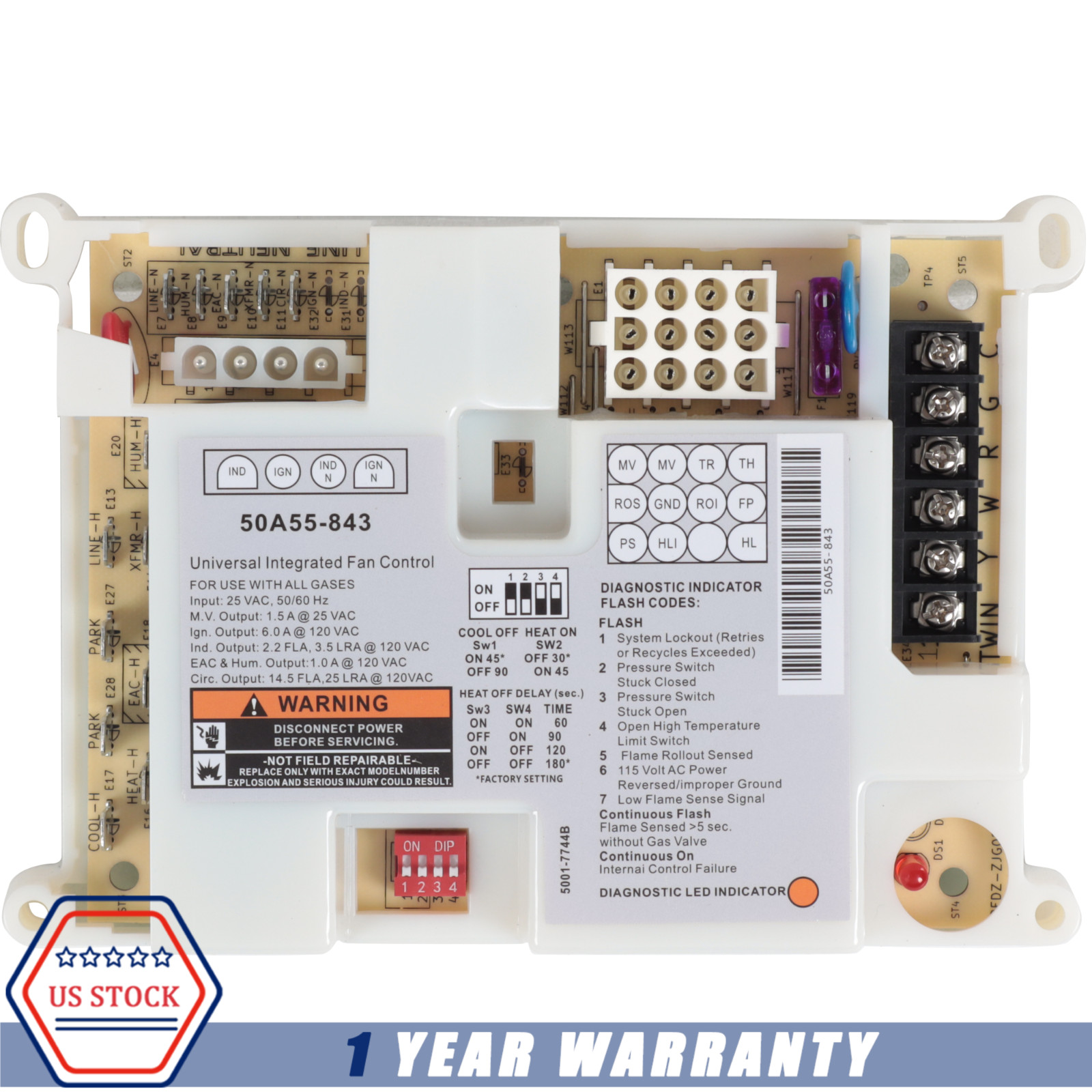 Integrated Furnace Control Board NEW For White Rodgers Lennox 50A55-843