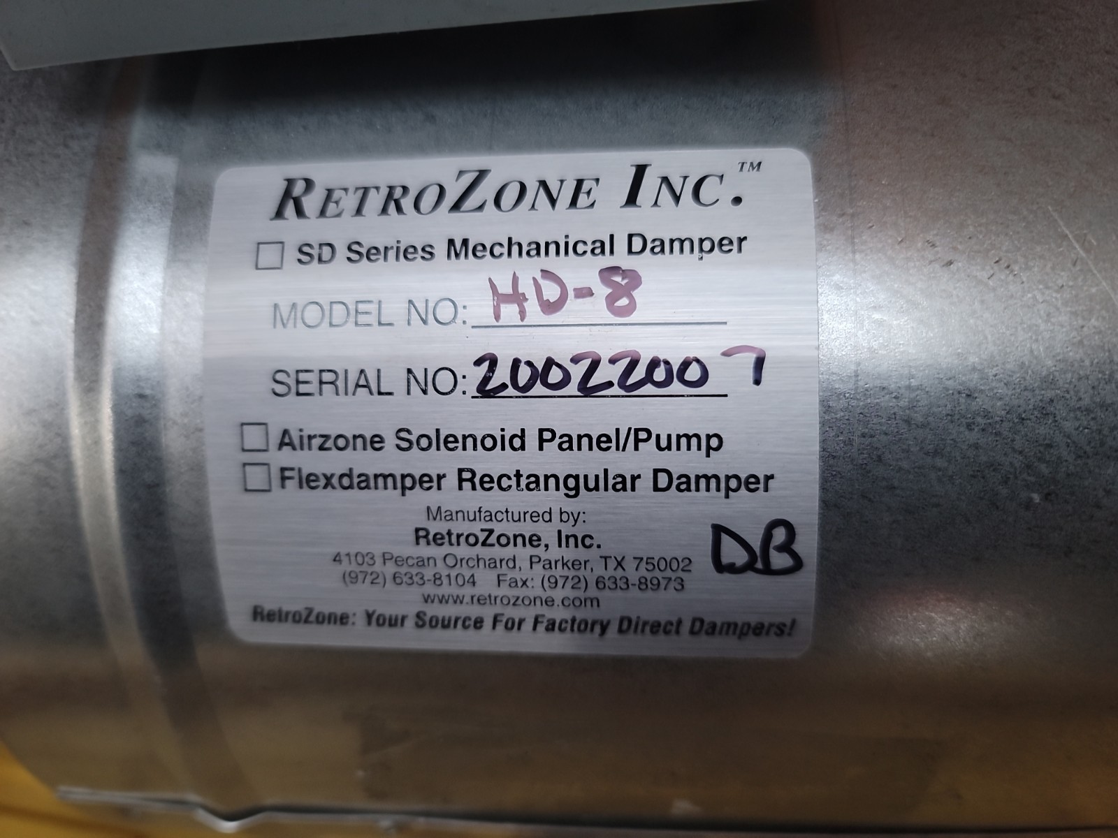 SD 8″ Belimo 3 wire Motorized 24v round zone control damper RetroZone HD-8