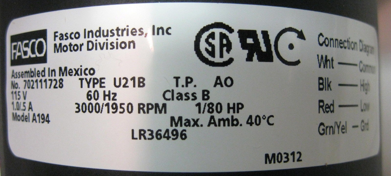 Fasco A194 Furnace Inducer Blower Motor for Trane 7021-9561 7021-9511 D330900P01