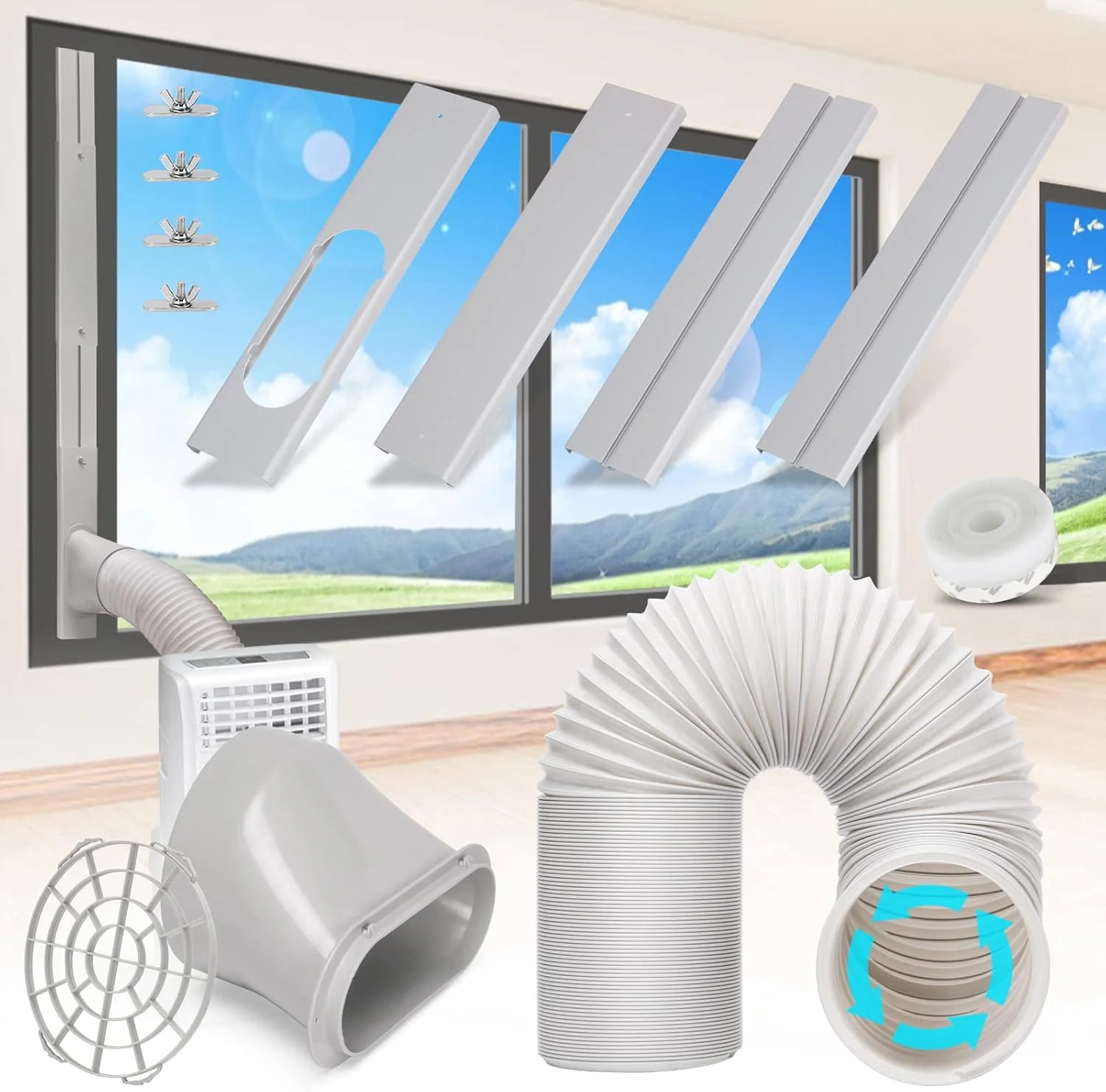 Portable Air Conditioner Window Vent Kit with 5.9″ Exhaust Hose Adjustable Porta
