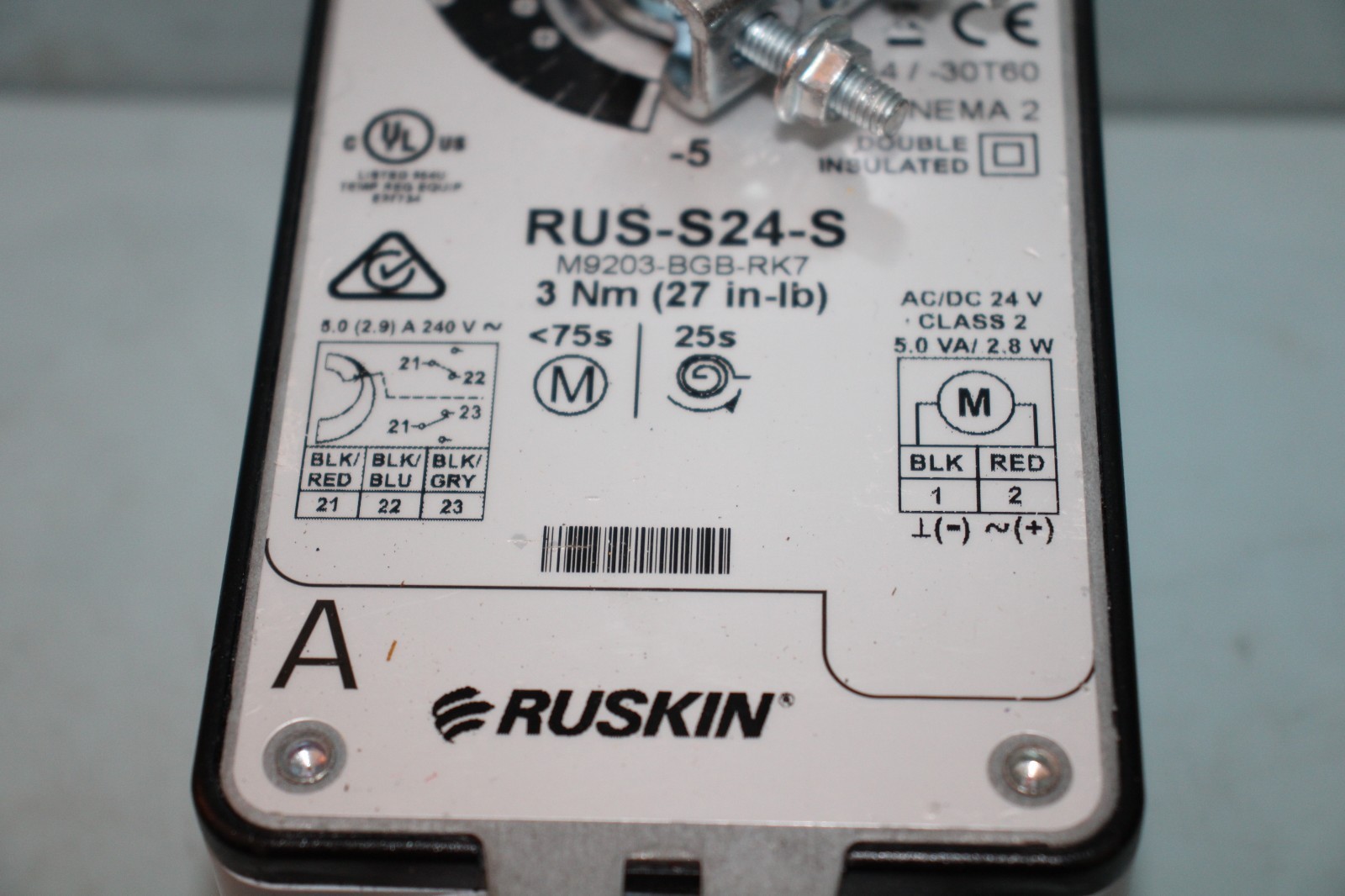Ruskin RUS-S24-S M9203-BGB-RK7 Control Damper Actuator 3Nm 27in-lb “NEW”