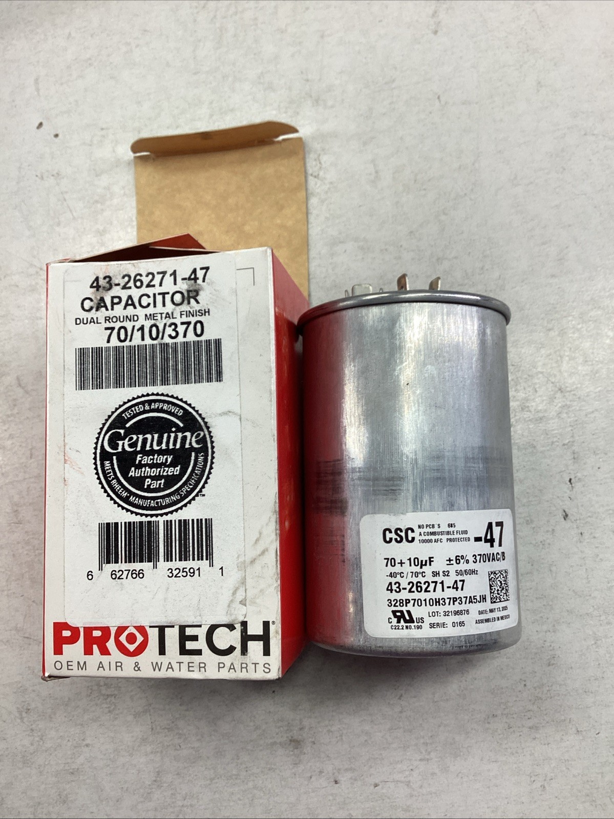 PROTECH Capacitor 70/10/370 Dual Round Metal Finish 43-26271-47