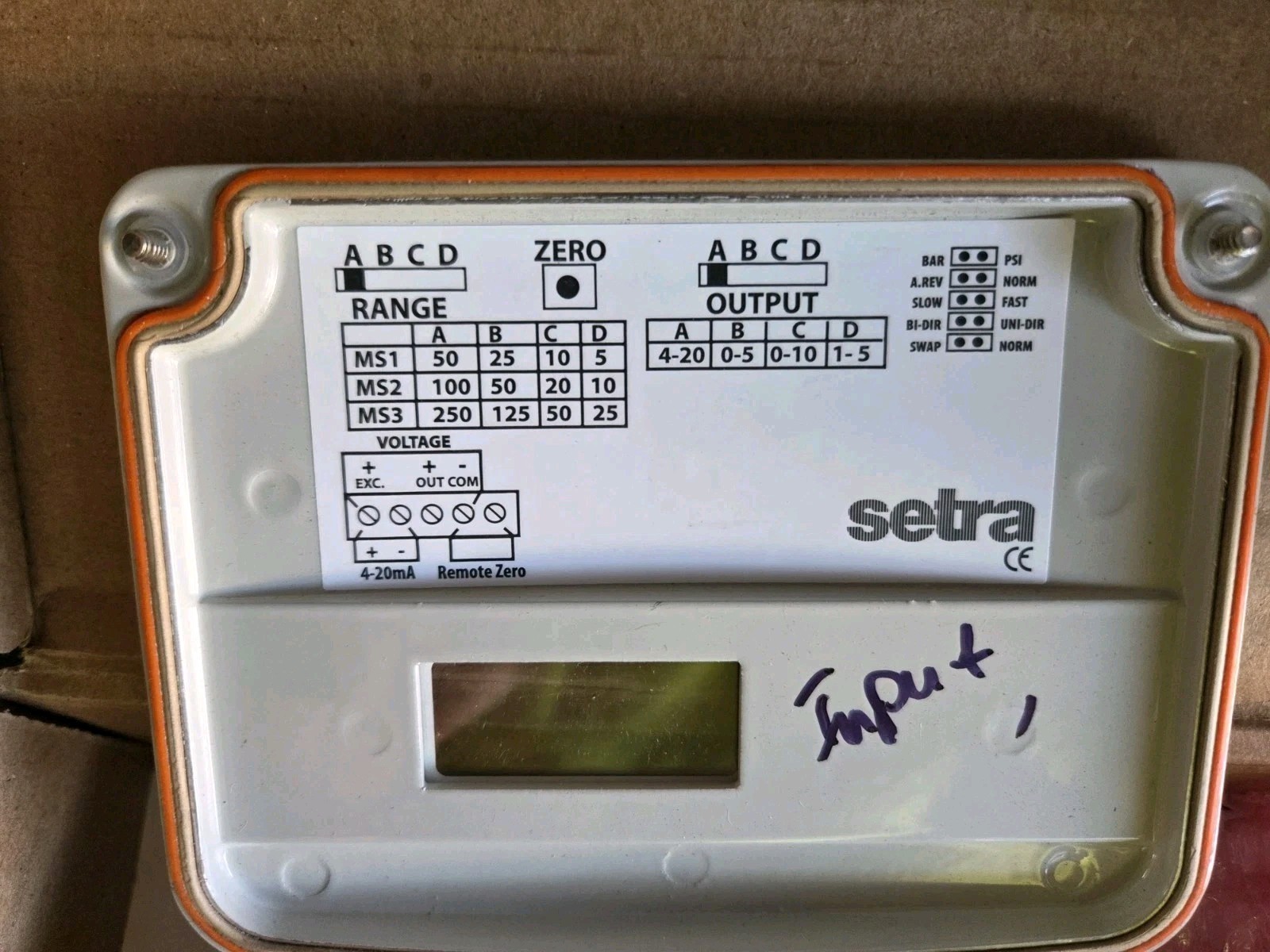 Setra 231MS1 Differential Pressure Sensor 0 to 50PSID 24v