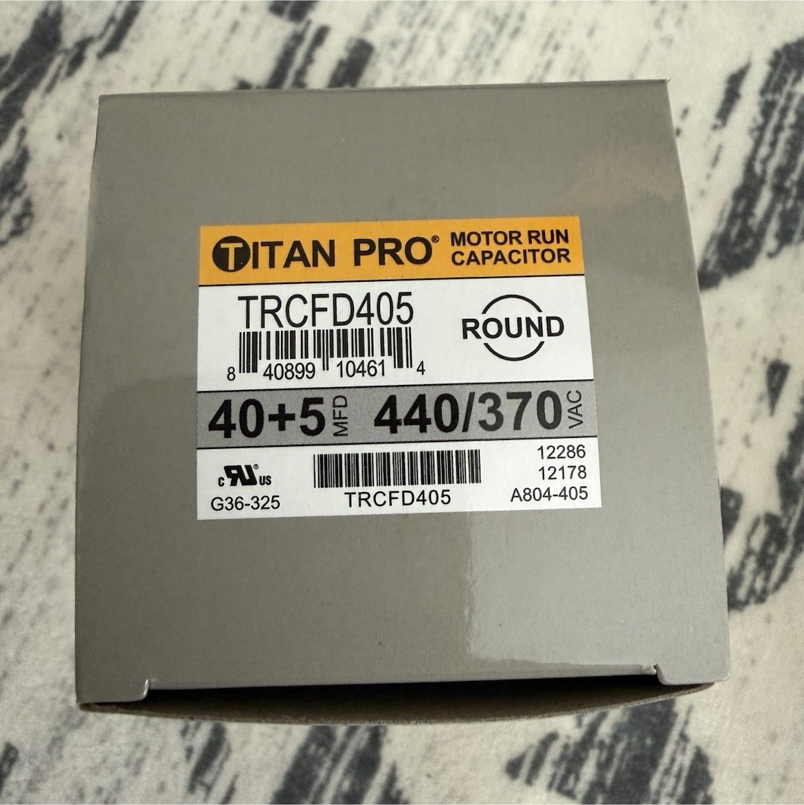 Titan Pro 40+5 uF Dual Run Capacitor Round 440/370V TRCFD405 HVAC AC
