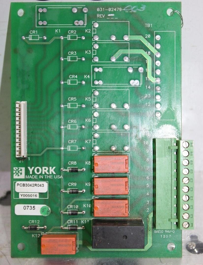 YORK CHILLER RELAY CONTROL CIRCUIT BOARD 031-02479-003 *WARRANTY*