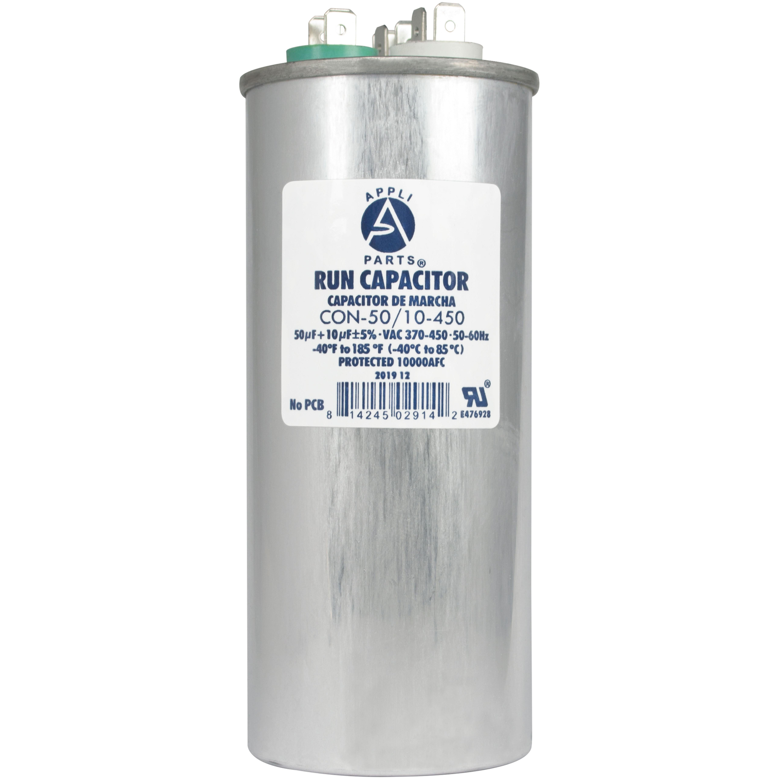 Appli Parts Dual Run Capacitor for ac 40+10 Mfd uF (microfarads) 370VAC or 450VA
