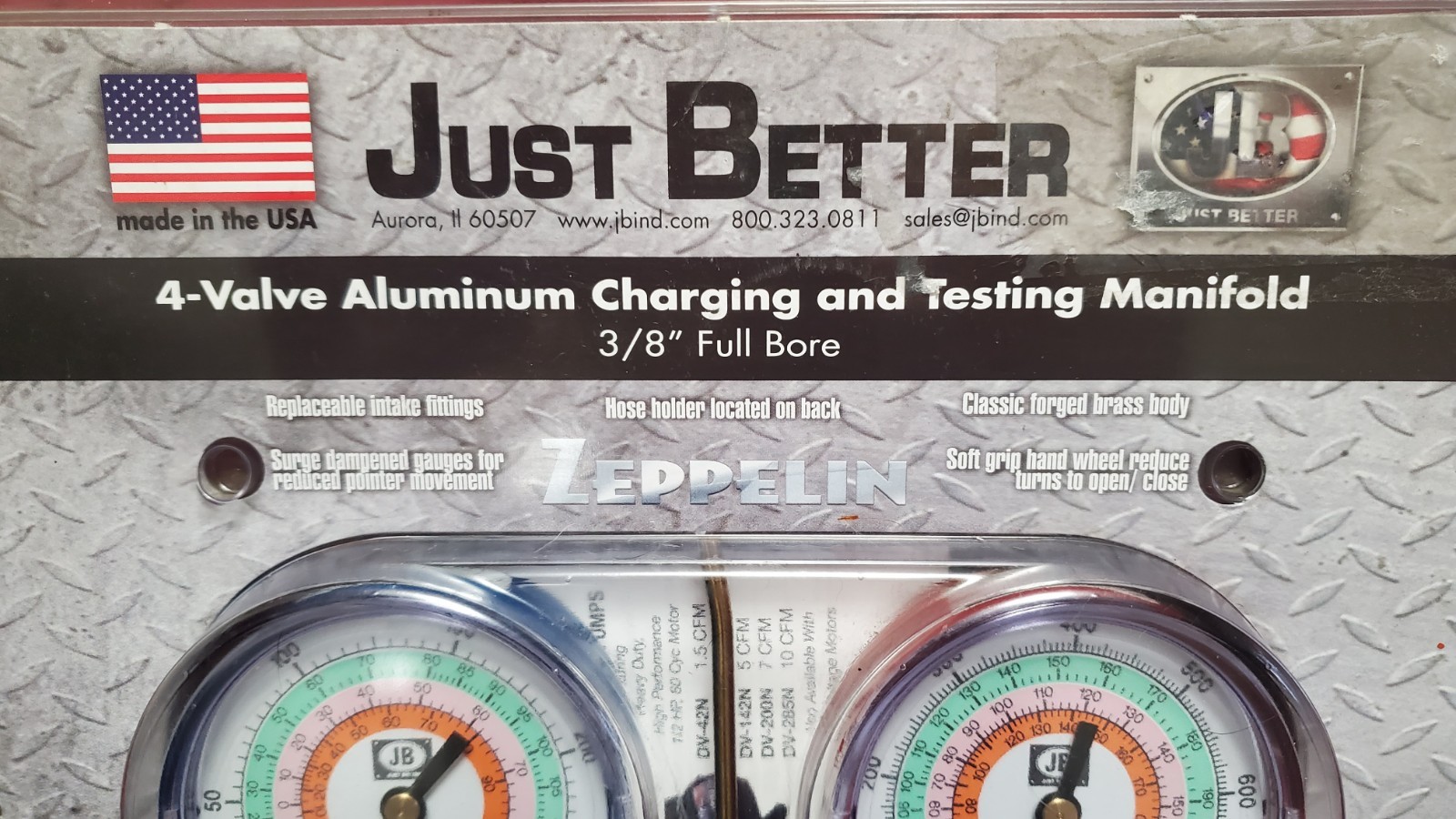 JUST BETTER 4 VALVE ALUMINUM CHARGING AND TESTING MANFOLD # 25225 BRAND NEW