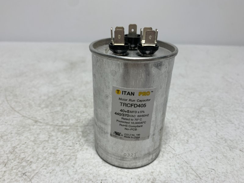 Titan Pro TRCFD405 Run Capacitor 40+5 MFD 440/370V Round