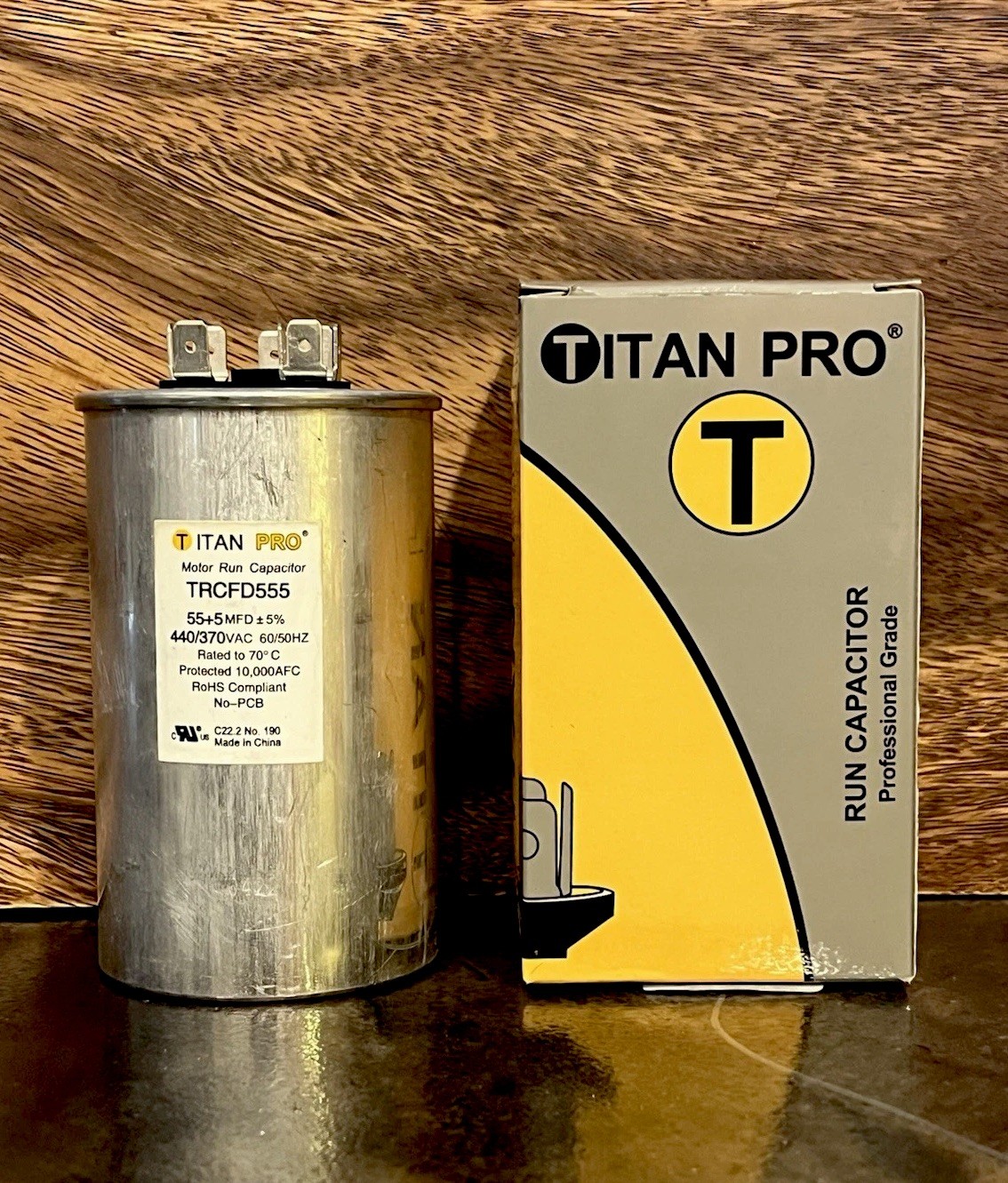 TITANPRO TRCFD555 HVAC ROUND DUAL MOTOR RUN CAPACITOR 55/5 MFD/UF 440/370 Volts