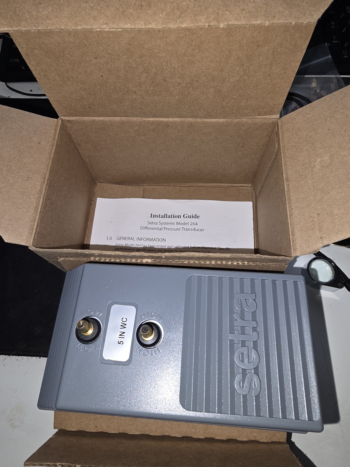 Setra DPT2640-005D Pressure Differential Sensor 2641005WD2DA1D 0-5.0″ WC New