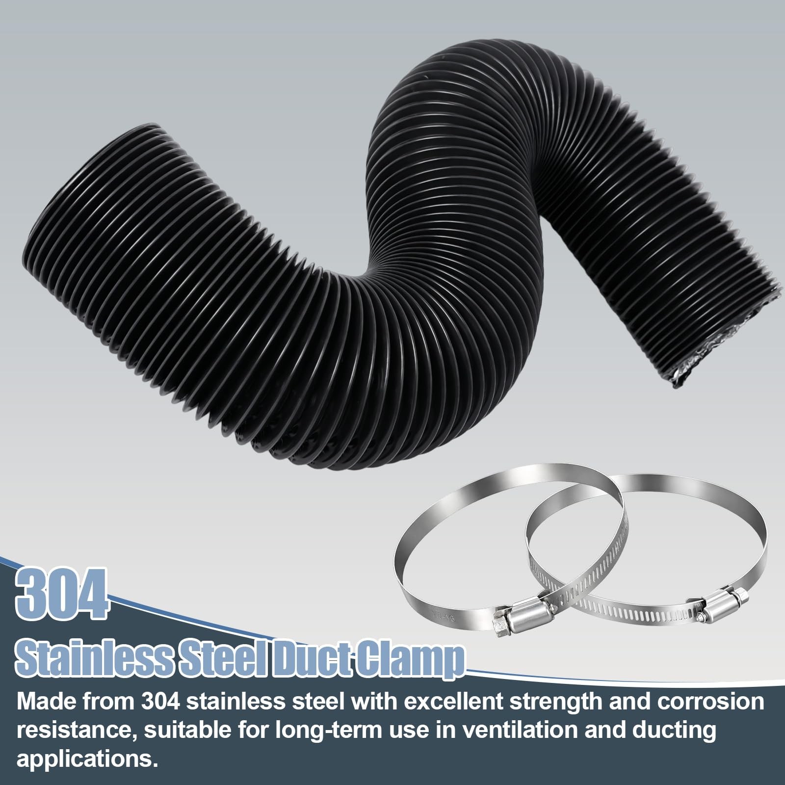 4 Inch Dryer Vent Hose, 9 FT Flexible 9ft Hose-Black, Black