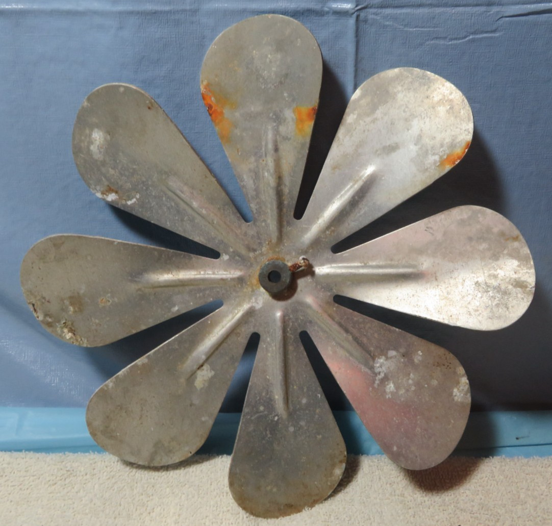 VINTAGE ALUMINUM FAN 8 BLADE MAN CAVE DECOR Steampunk Robot Altered Art