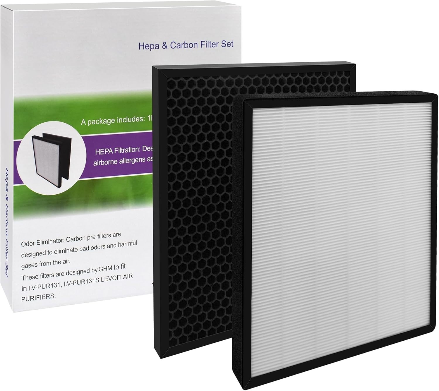 LV-PUR131 Filter Replacement, H13 True HEPA Filter, Activated Carbon Filter Set