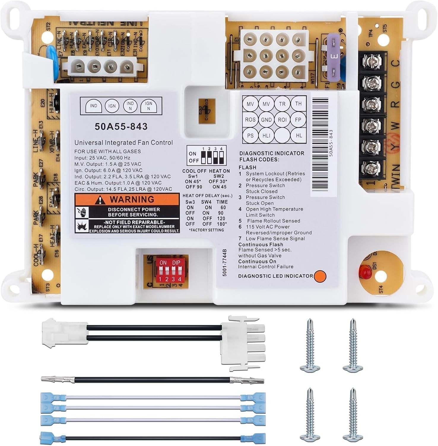 50A55-843 Furnace Control Board 4 White Rodgers Ignition Module Univrsal 24/120V