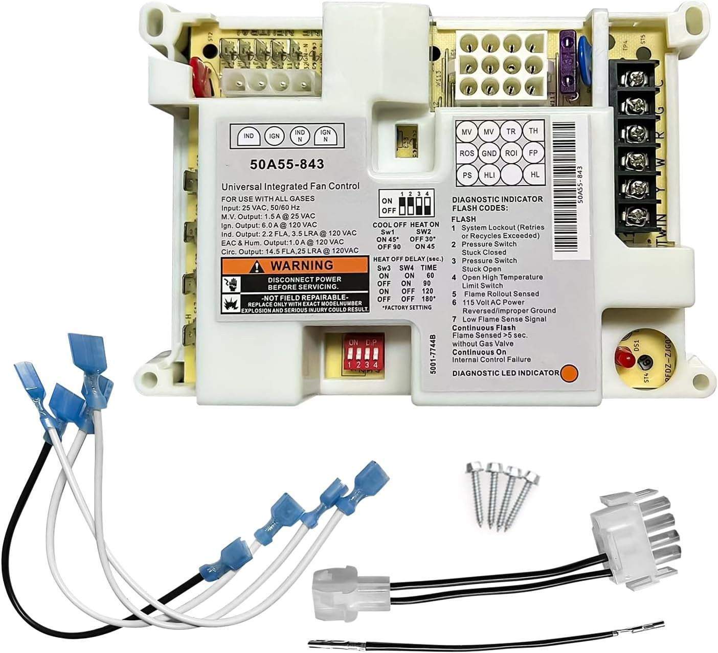 50A55-843 Integrated Furnace Control Board For White Rodgers Replace 50A50-241