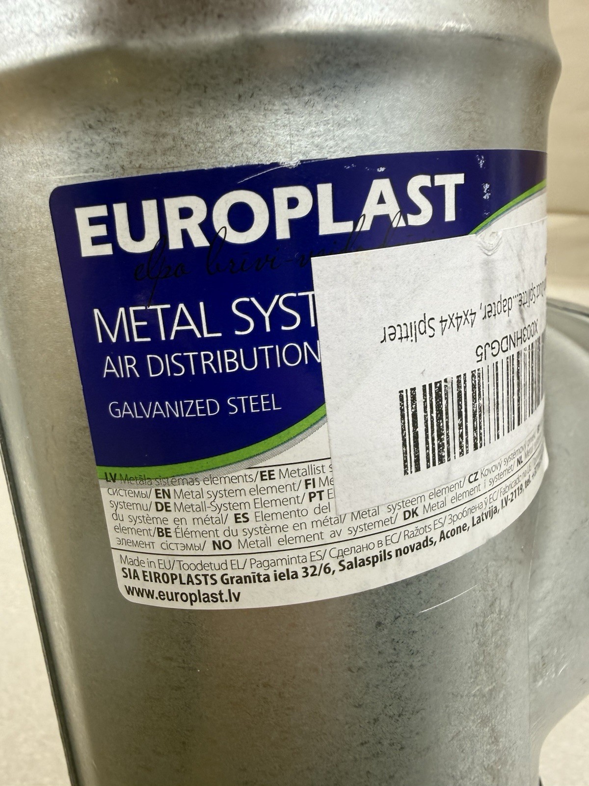 Europlast Duct Tee 4 Inch Galvanized Steel 3-Way Vent Fitting HVAC Round *READ..