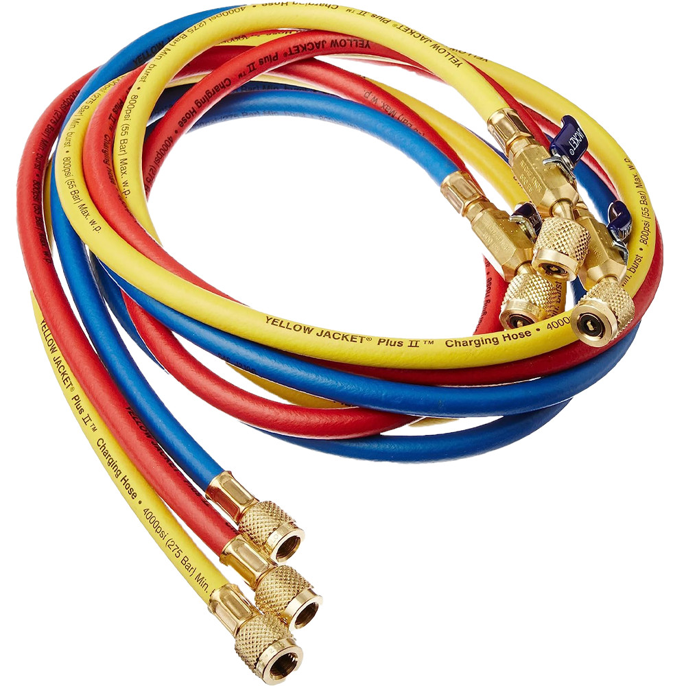 Yellow Jacket 29986 72in Plus II Hose with Compact Ball Valve, 3-Pack