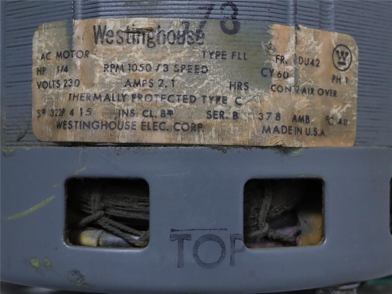 WESTINGHOUSE AC Motor 322P415 Blower Motor 1/4HP 1050RPM 3SPD 230V
