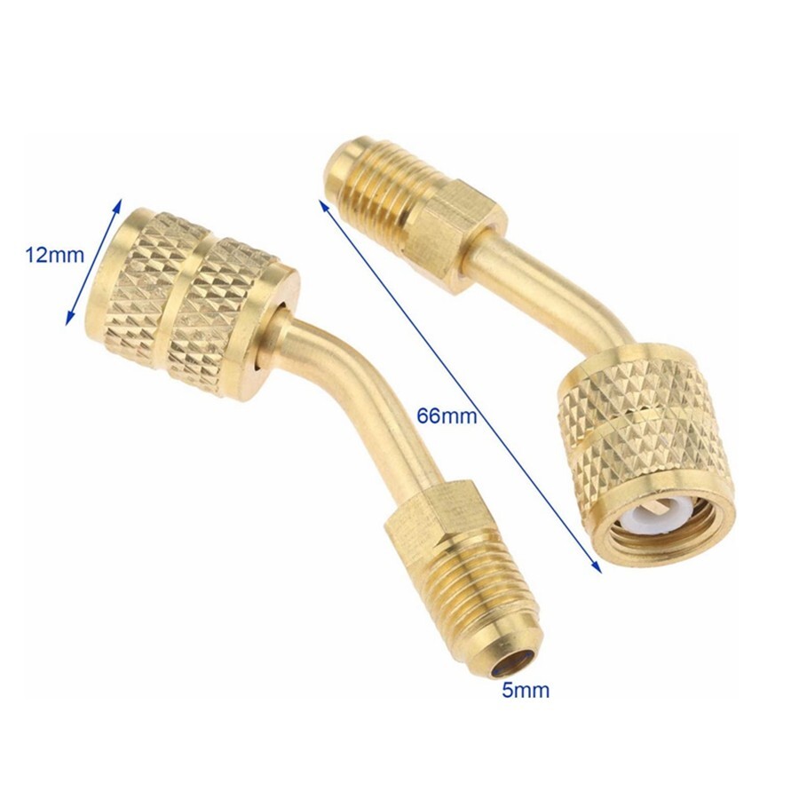 2X 45° Angle R410a Adapter 5/16″ Female x 1/4″ Male SAE For Mini Split HVAC N823