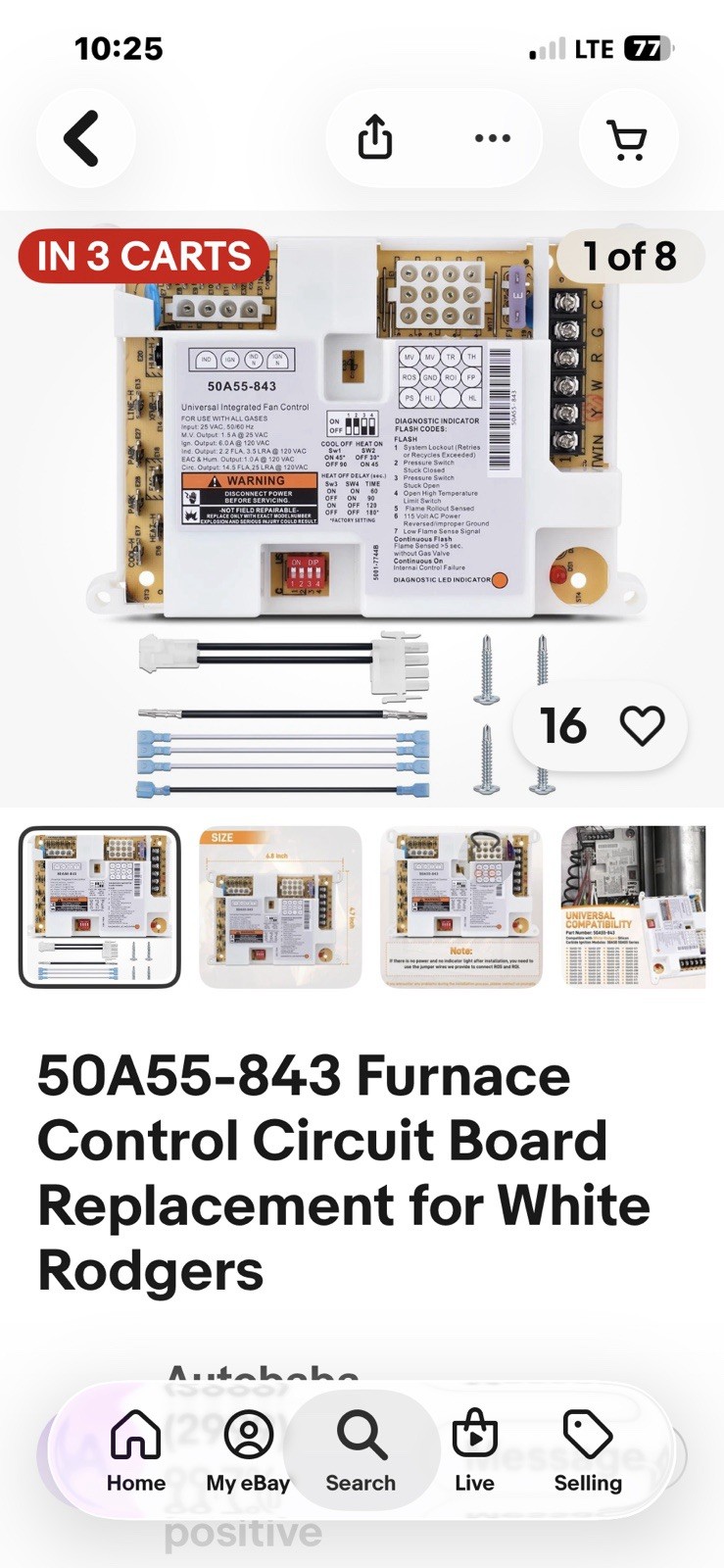 50A55-843 Furnace Control Circuit Board Replacement for White Rodgers