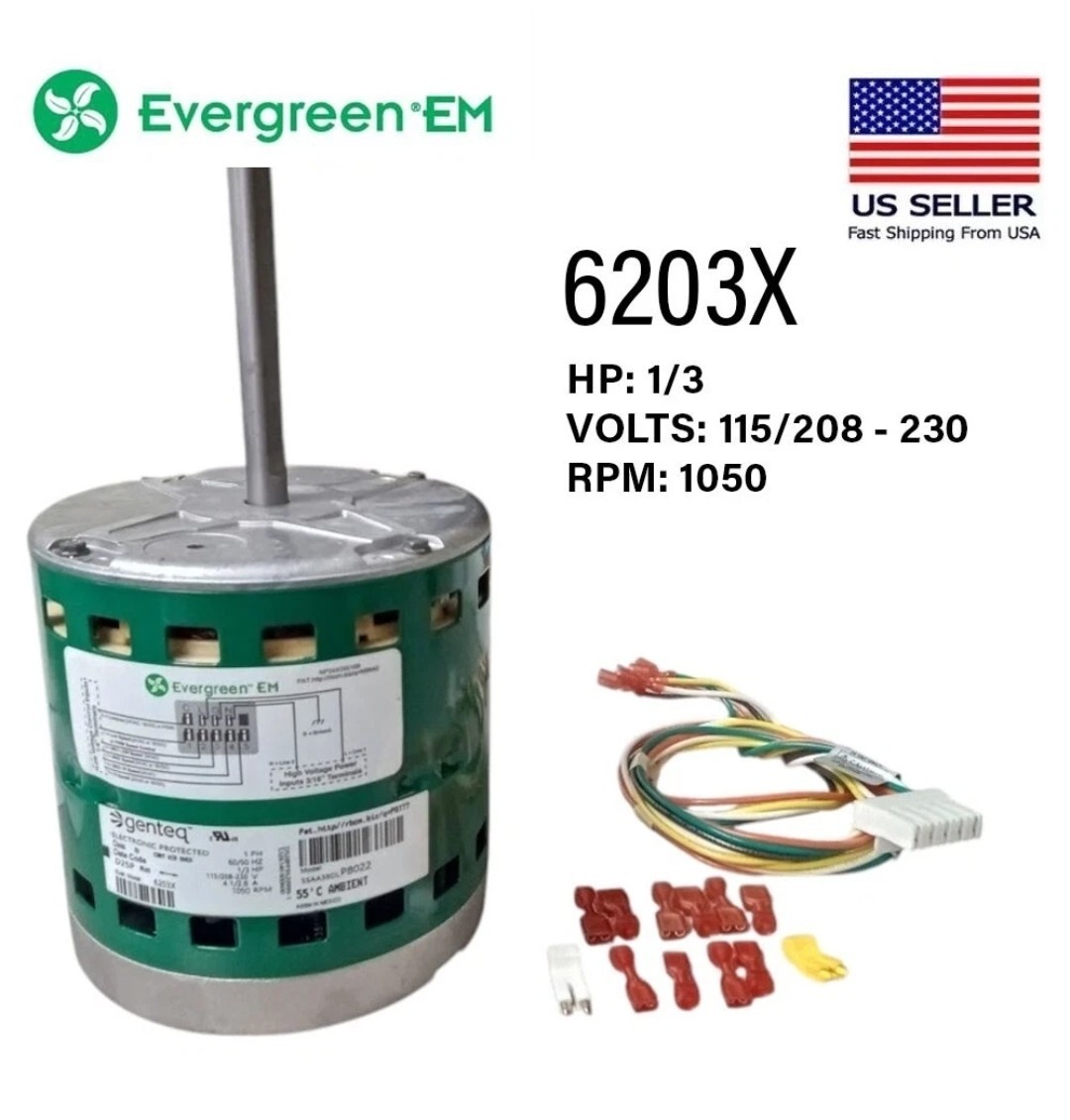 OEM Evergreen ECM INDOOR BLOWER Motor 6203X for Carrier X13 ECM 1/3 HP 115/230 V