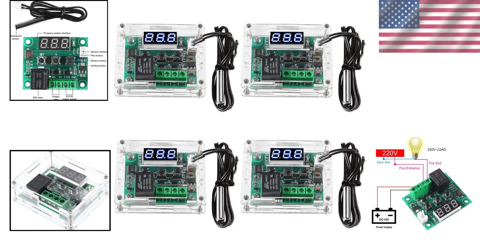 Reliable Waterproof Digital Temperature Thermostat – 4-Pack, Precise Control