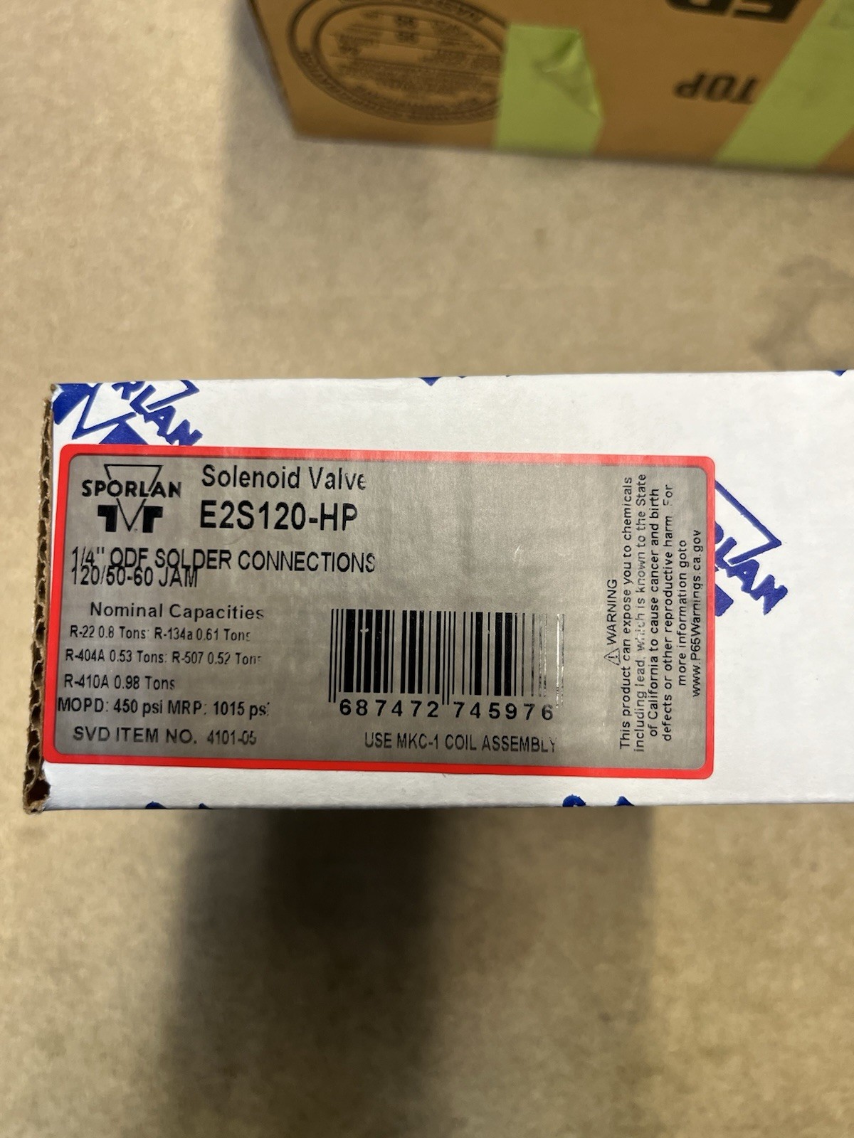 NEW Sporlan E2S120-HP Refrigeration Solenoid Valve 1/4” ODF