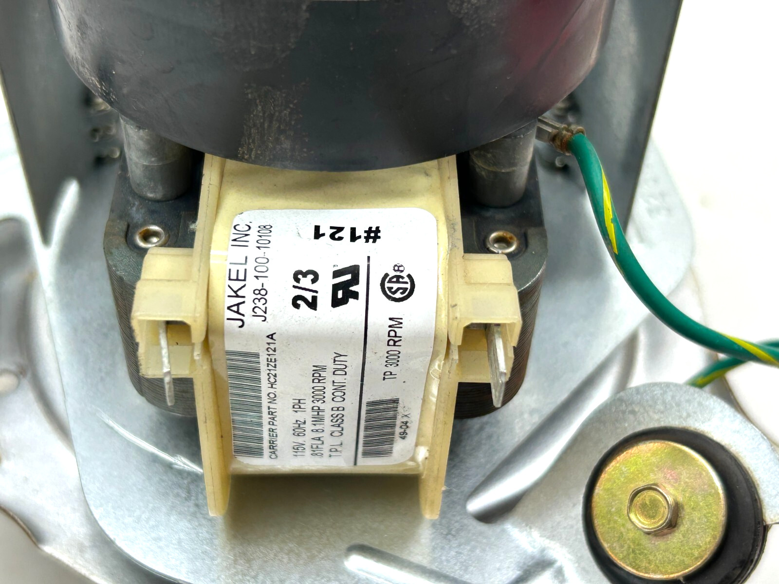 JAKEL J238-100-10108 Draft Inducer Blower Motor HC21ZE121A used refurbished RL06